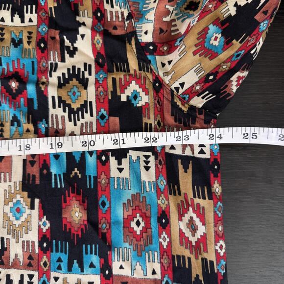 Vintage Western Shirt Womens 14 Aztec Southwestern Rayon Boho 90s Liz Claiborne - Picture 7 of 9